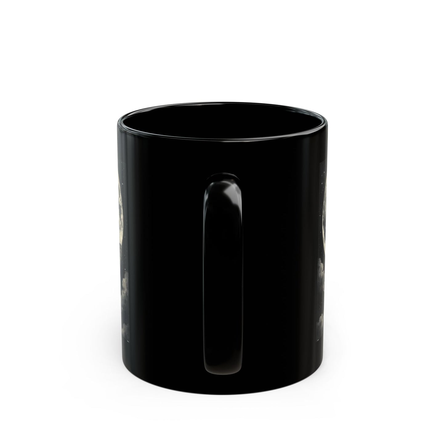 Lunar Moth Moon Inspirational Black 110z ceramic Mug,  Coffee Cup, Witchy Kitchen Décor