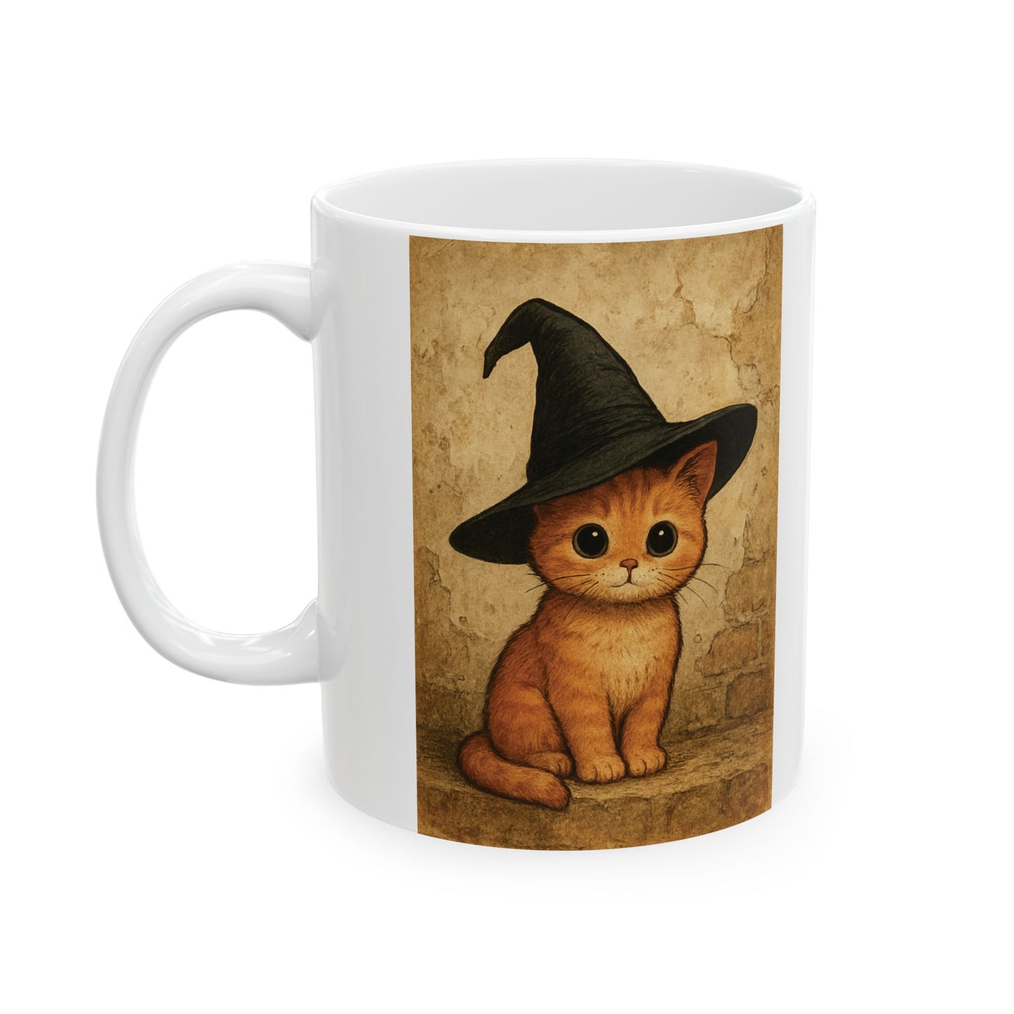 Whimsical Witch, Magical Ginger Cat, ceramic Mug