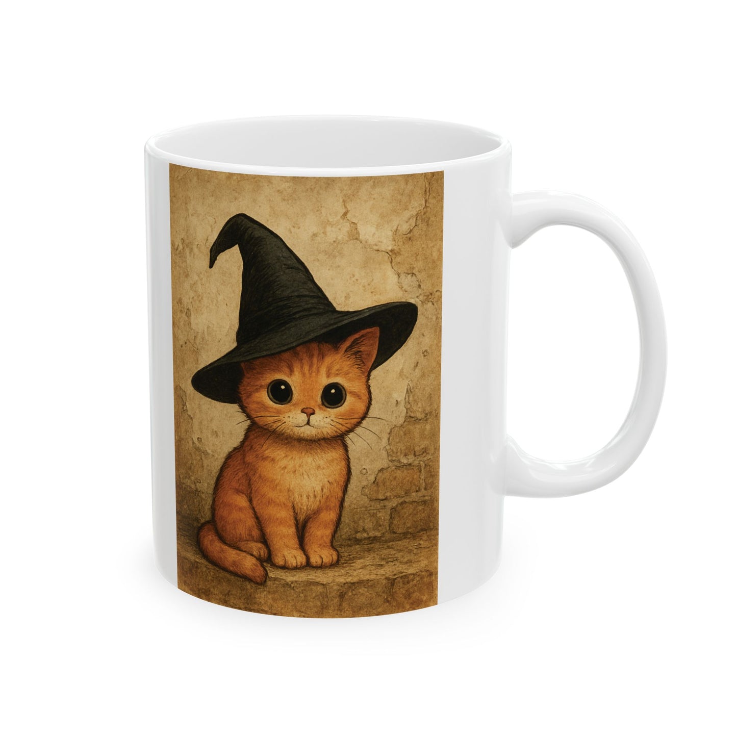 Whimsical Witch, Magical Ginger Cat, ceramic Mug