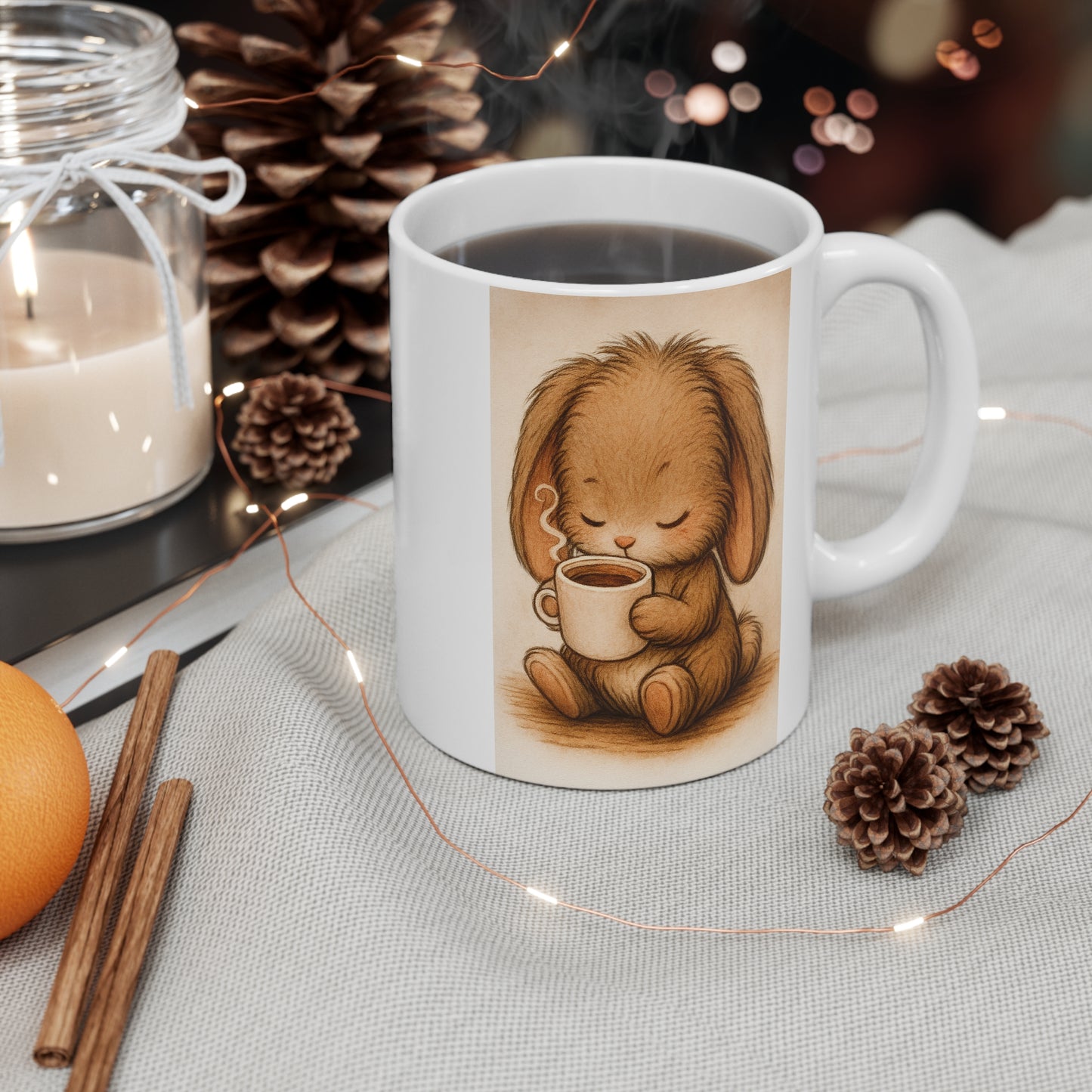 Adorable, Animal Lover, Bunny Rabbit Ceramic Coffee Mug