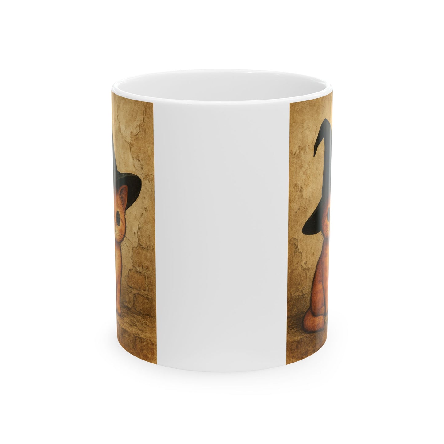 Whimsical Witch, Magical Ginger Cat, ceramic Mug