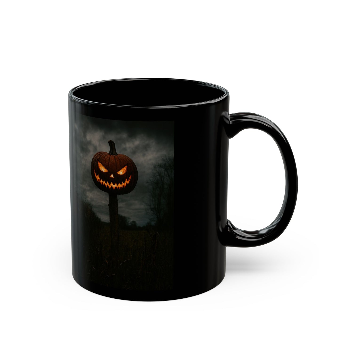 Halloween Scary Pumpkin, Spooky, Black Ceramic Mug