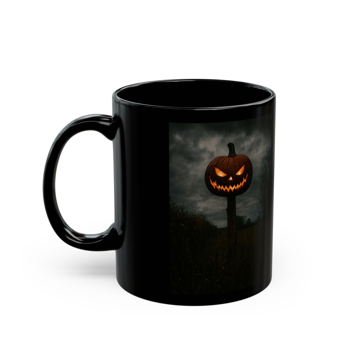 Halloween Scary Pumpkin, Spooky, Black Ceramic Mug