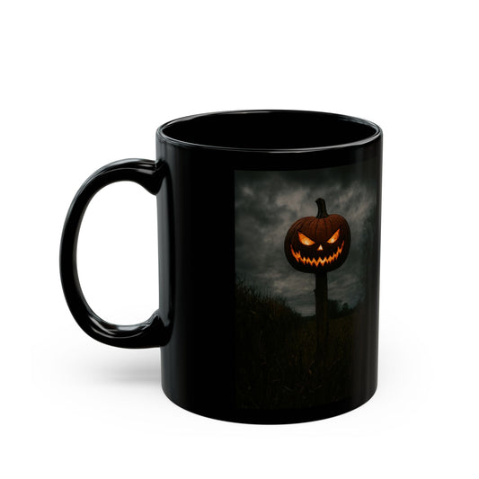 Halloween Scary Pumpkin, Spooky, Black Ceramic Mug